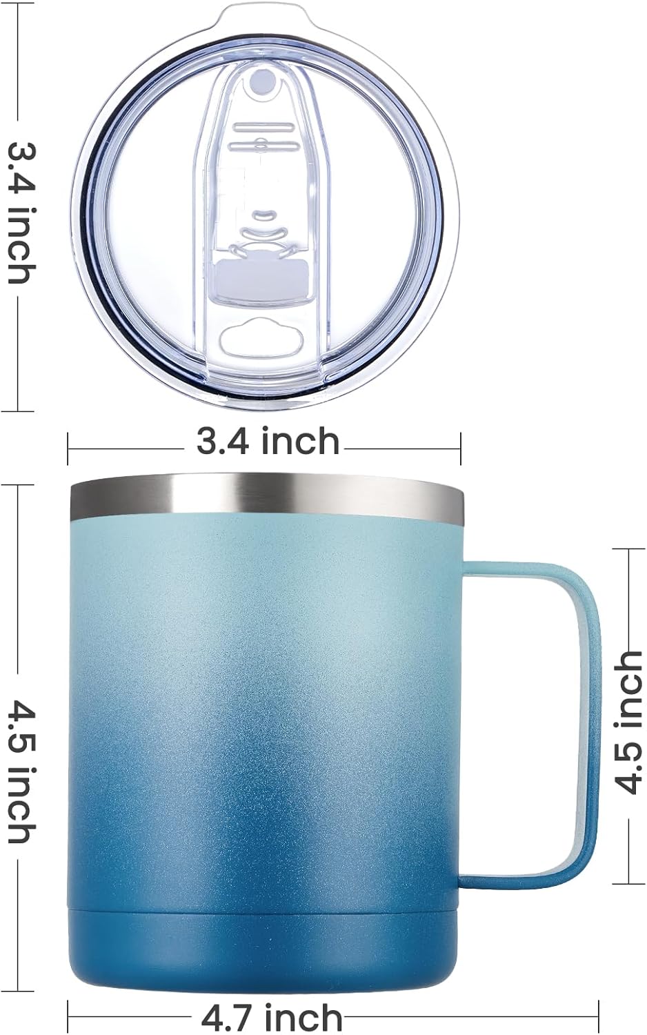 MEWAY 12oz Coffee Mug With Handle 2 Pack Bulk,Stainless Steel Insulated Travel Tumblers With Sliding Lid,Double Wall Vacuum Camping Cup for Hot & Cold Drinks Tea (Bubble Gum&Blue Waves,Set of 2)