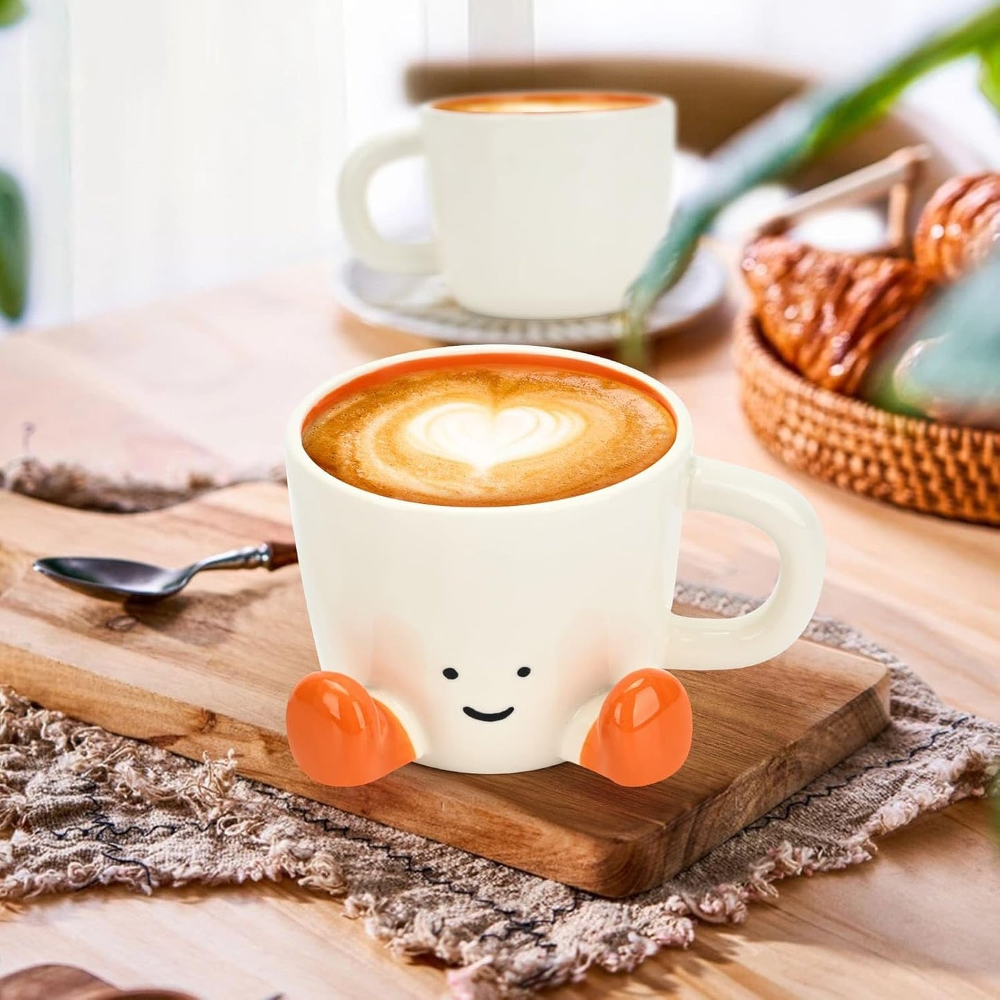 Coffee Mugs,Cute funny Mug For Women, 12.8oz/380ml Unique Ceramic Coffee Tea Cups, Office Mug Gift (orange)