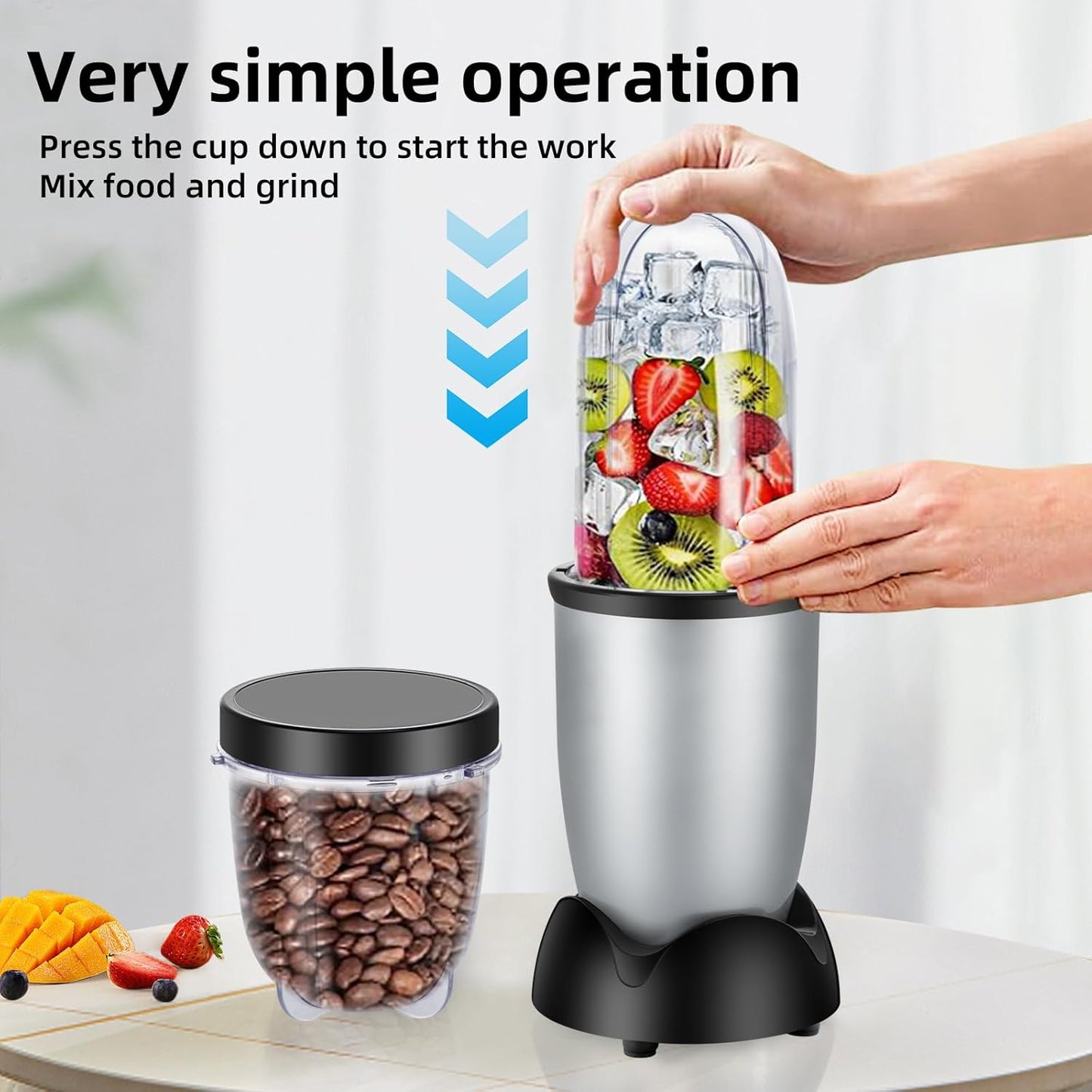 Panana Personal Drink Mixer Blender, Portable Blender for-Smoothies 18 Oz, Shakes, Food Prep, and Frozen Blending, Includes Blending Blade, Drink Lids and Extra 2 Cups