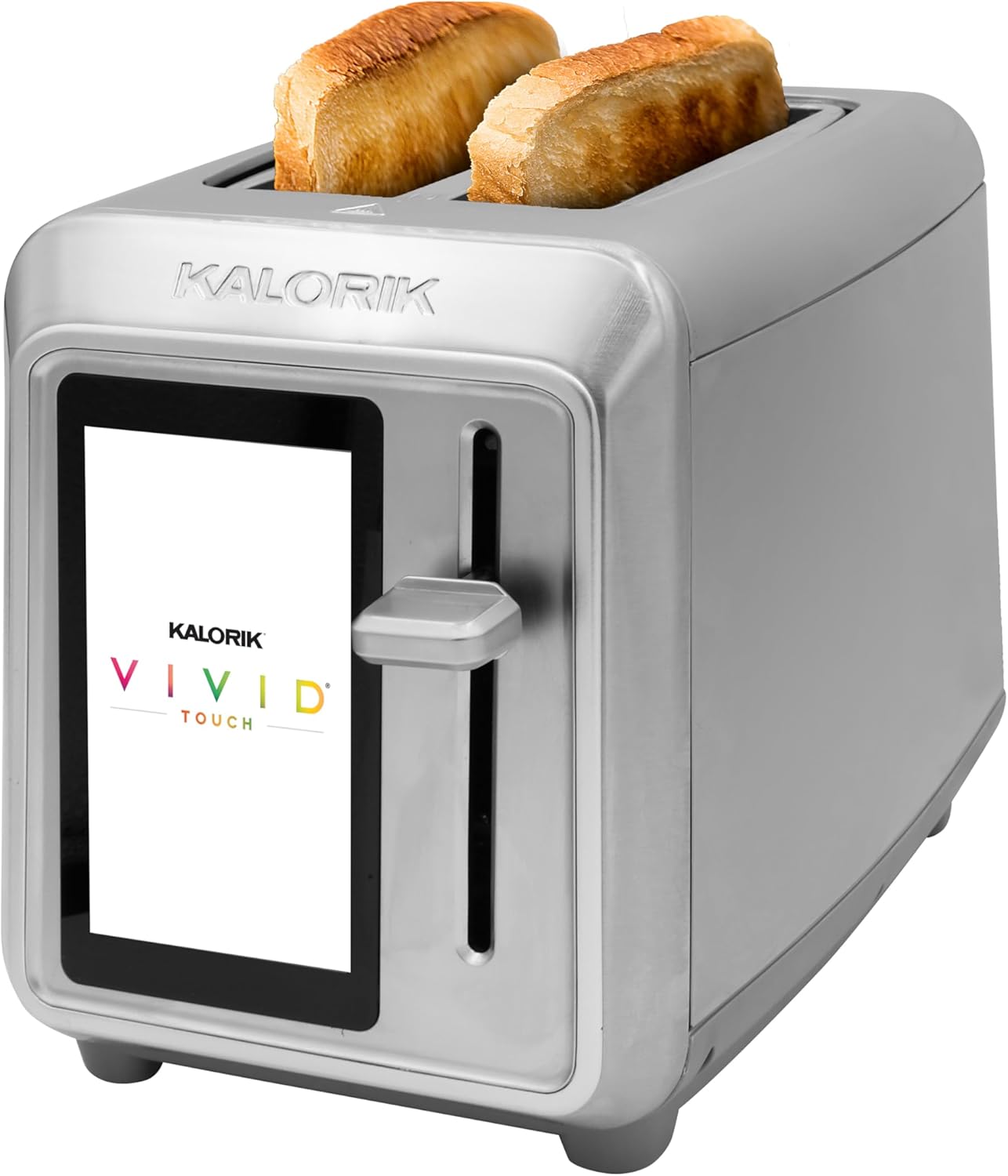 Kalorik Toaster VIVID TOUCH Series 2-Slice with Large High-Resolution Touchscreen and Customizable Cooking Presets by Bread Type, Features Wide Slots and High Lift Lever, 1000-Watts, Stainless Steel