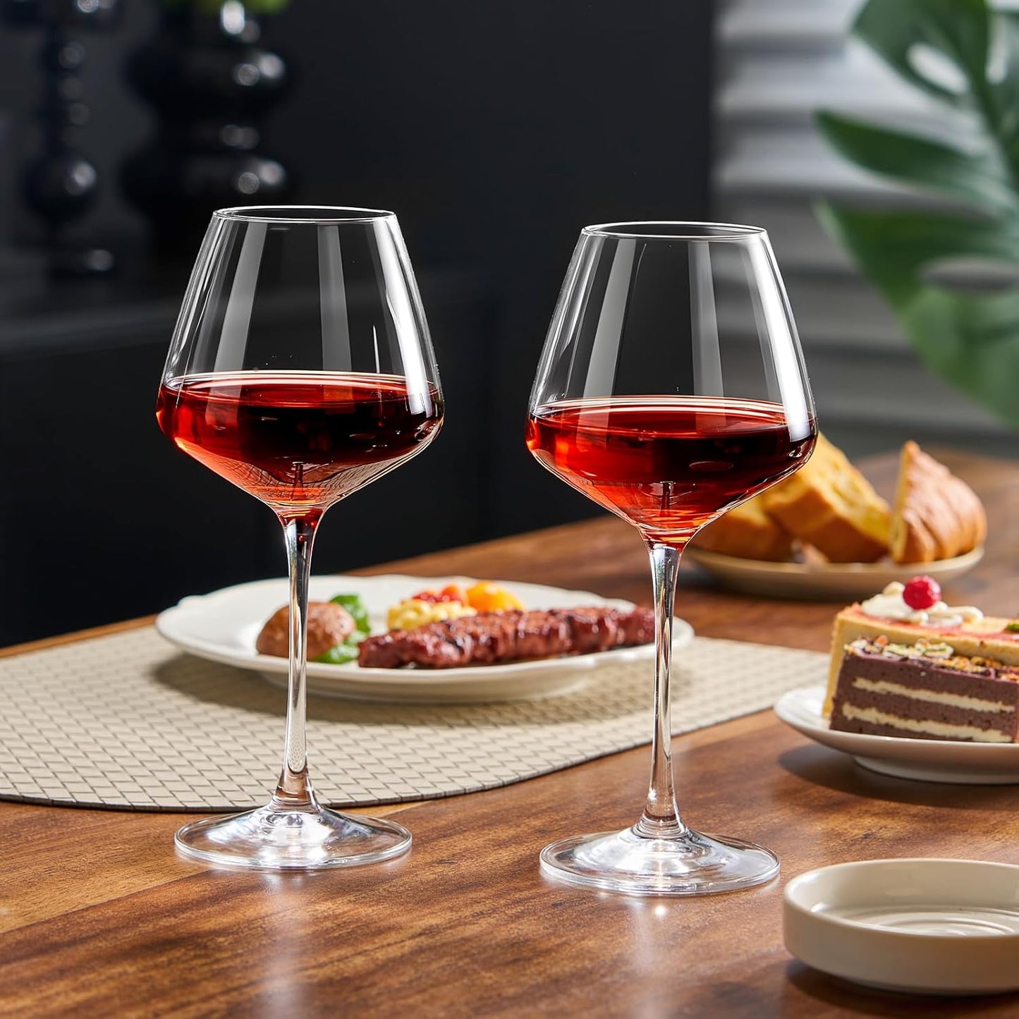 Burgundy Wine Glasses Set of 2-16oz Hand Blown White & Red Wine Glass, Clear Lead-Free Glassware for Women, Men, Wedding Gifts & Birthday