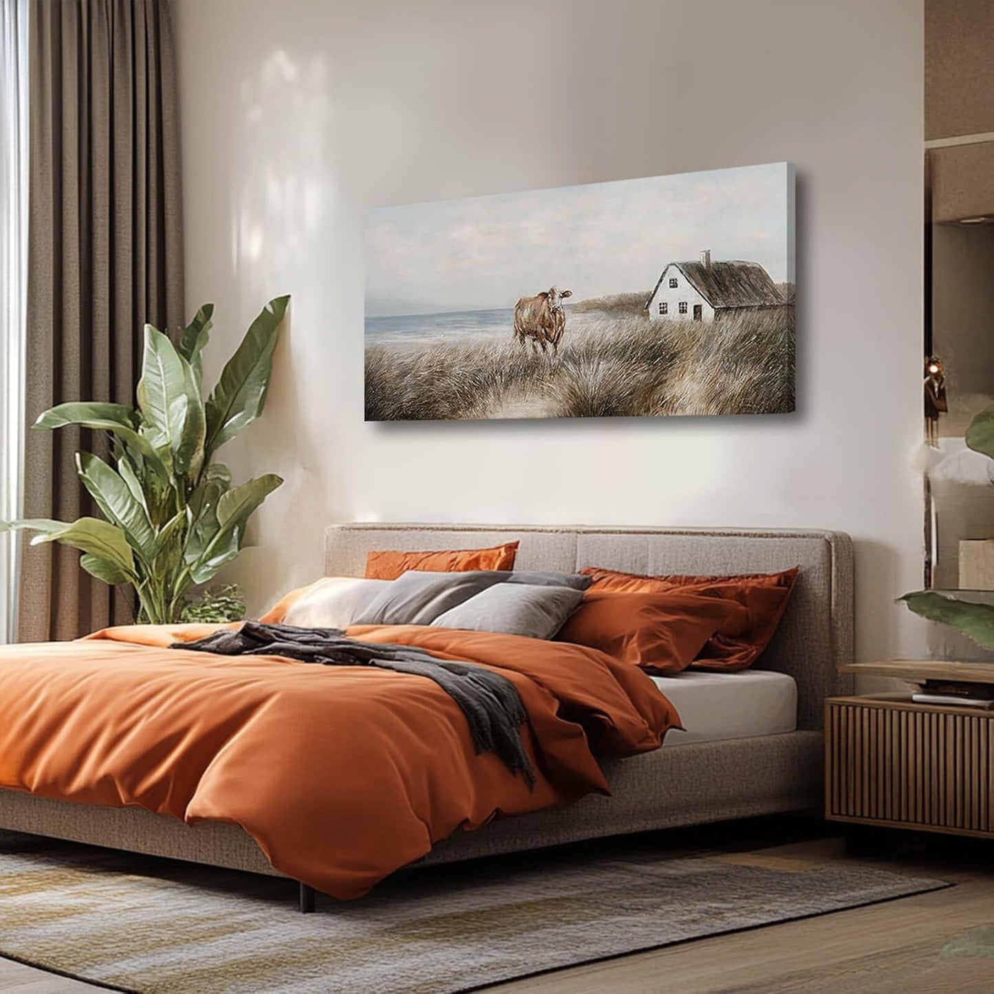 CHUDANHAO Farmhouse Wall Art Living Room Large Wall Decor Art for Women Office Wall Pictures Brown Wall Art Canvas Paintings 29"x58"