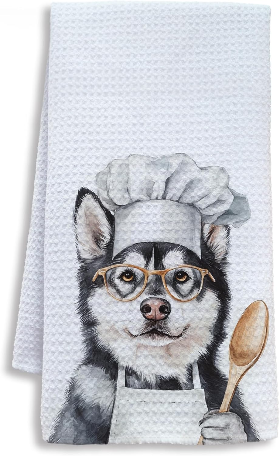 Funny Husky Chef Kitchen Towels, Gifts for Husky Lovers Dish Tea Towels for Kitchen, Chef Gifts for Men Women Decorative Hand Towel, Dog Mom Dad Gift, 16x24 Inch