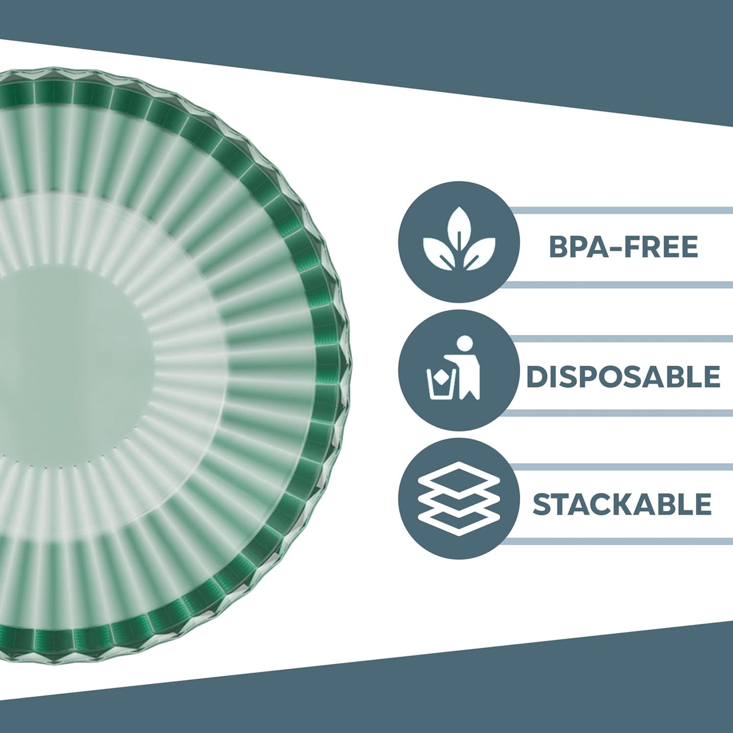 Exquisite Green Plastic Bowls Disposable - 16 Oz - 20 Count - Disposable Soup Bowls - Great for Weddings Parties And Formal Occasions