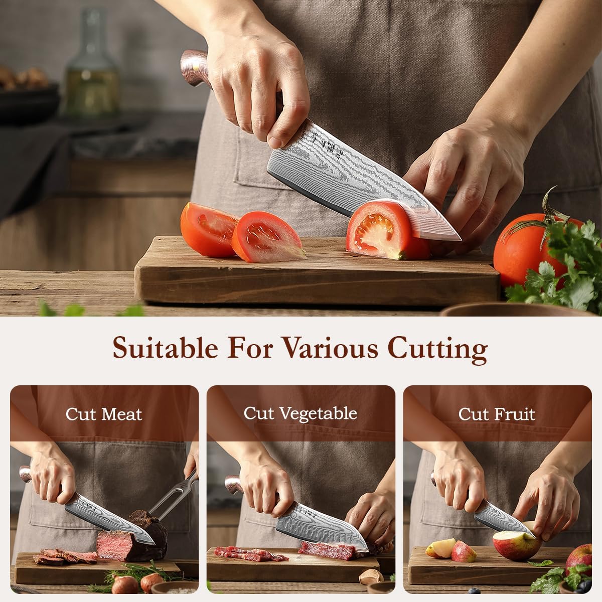 HEZHEN Damascus Chef Knife Set, 67 Layers Damascus Steel, 5PCS, Ultra Sharp, Professional Kitchen Knife Set for Chefs and Home Cooking, Ergonomic Micarta Handle, Gift Packing