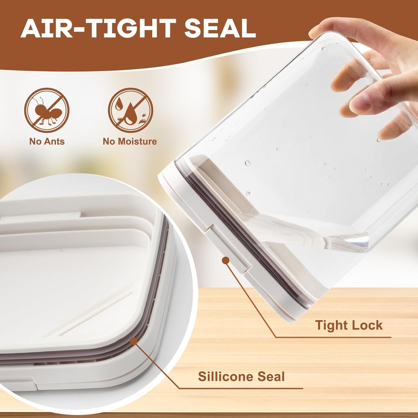 Airtight Brown Sugar Keeper Containers 2.1Qt/2000ml，As Plastic Clear Food Storage Jars with Terra Cotta Brown Sugar Savers and Spoon Moisture-Proof Kitchen for Storing Food/Spices/Candies/Coffee Bean