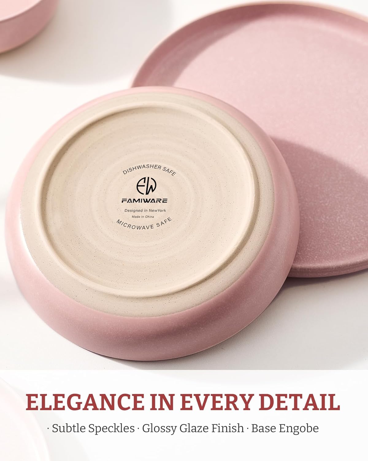 famiware Milkyway 33 oz Bowl Set, Pasta Bowls Set of 6, Salad Bowls Perfect for Your Friend for Housewarming, Thanksgiving, Christmas, Light Pink