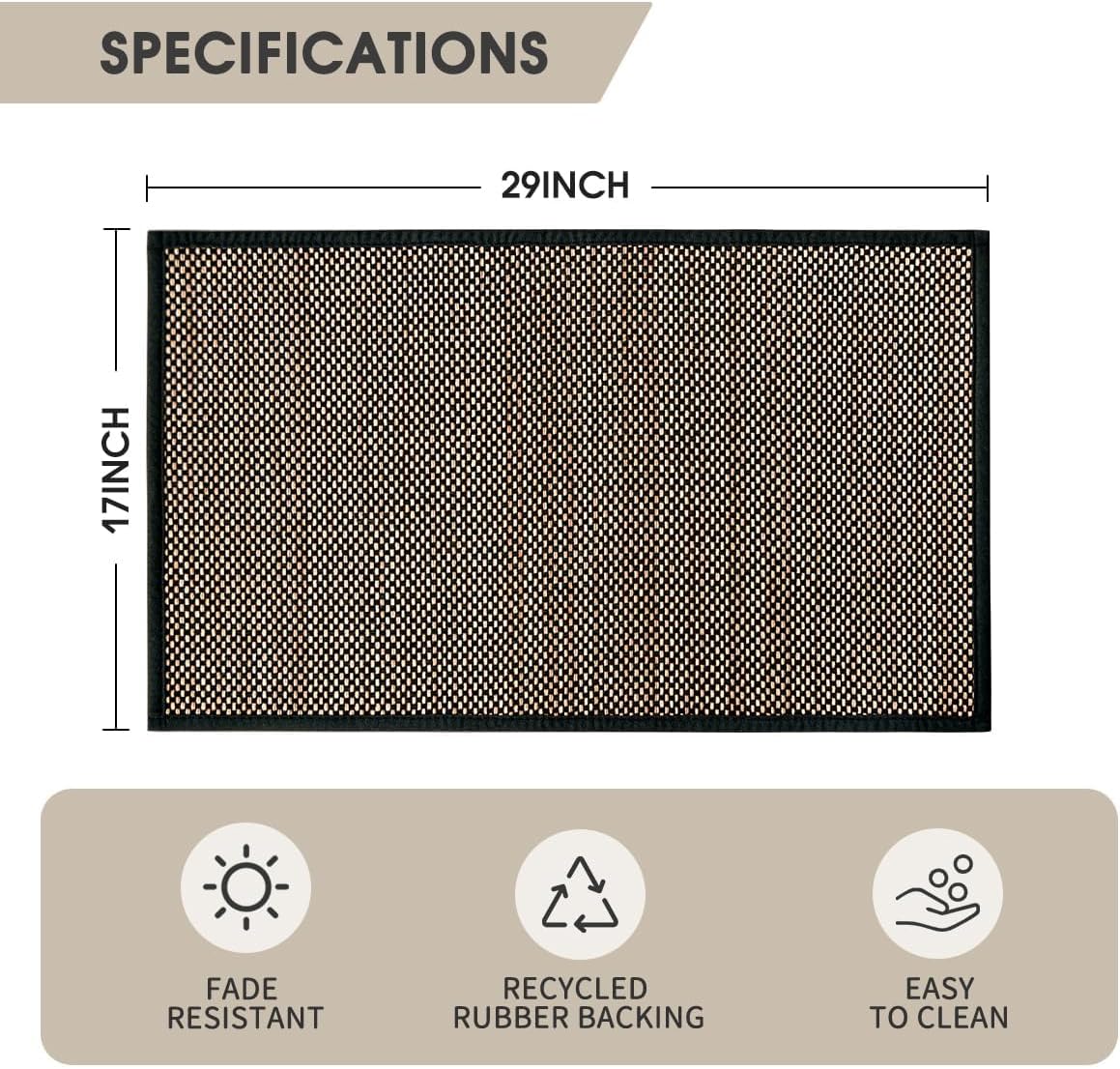 Artoid Mode Washable Non Skid Kitchen Rugs and Mats Doormat, Absorbent Door Mat Rugs for Kitchen Floor Front of Sink Hallway Black 17x29 Inch