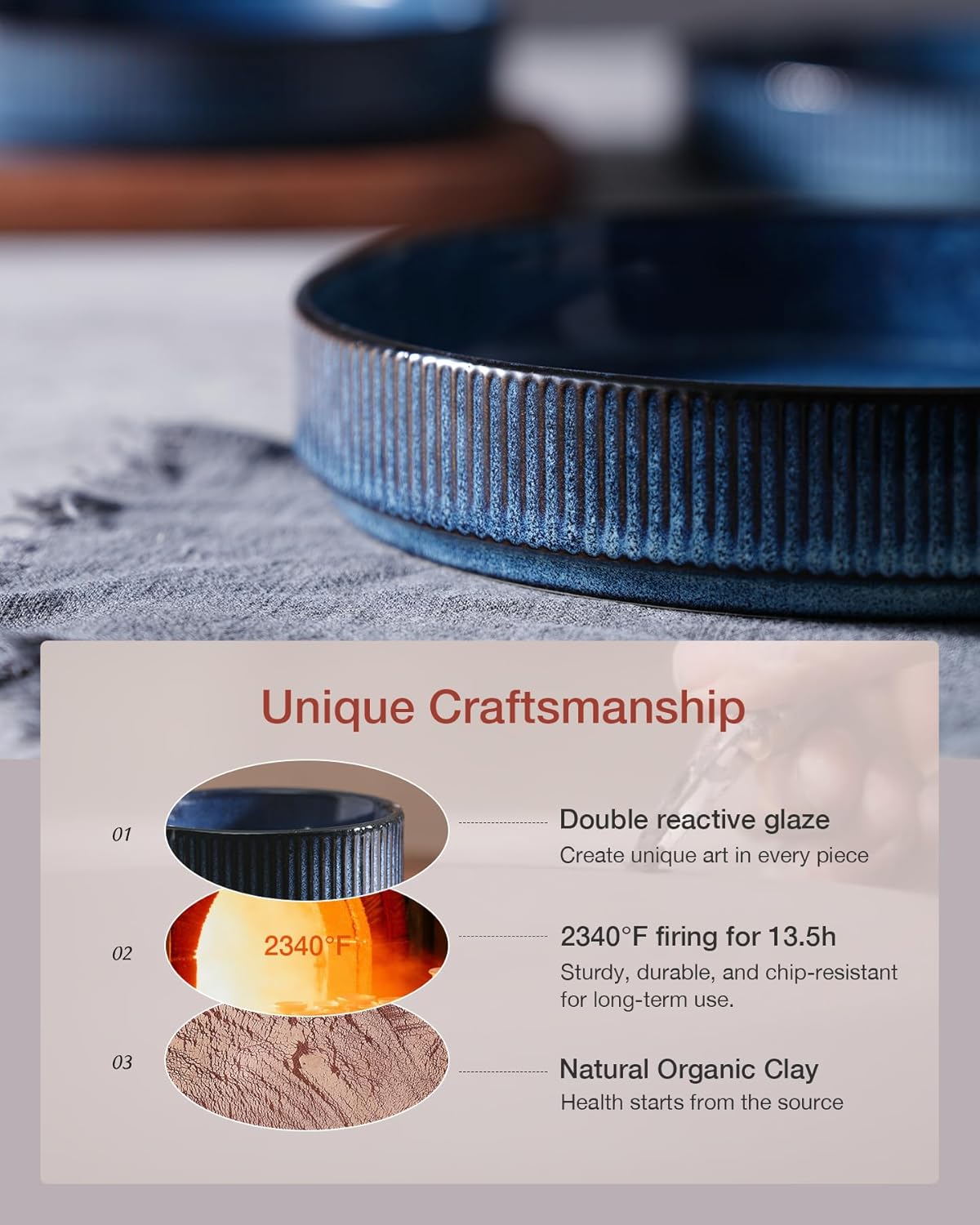 famiware Star 7.5" Pasta Bowls Set, Salad Bowl Set of 6, Double Reactive Glaze, Stackable, Perfect for Your Friend for Housewarming, Thanksgiving, Christmas, Nebulas Blue