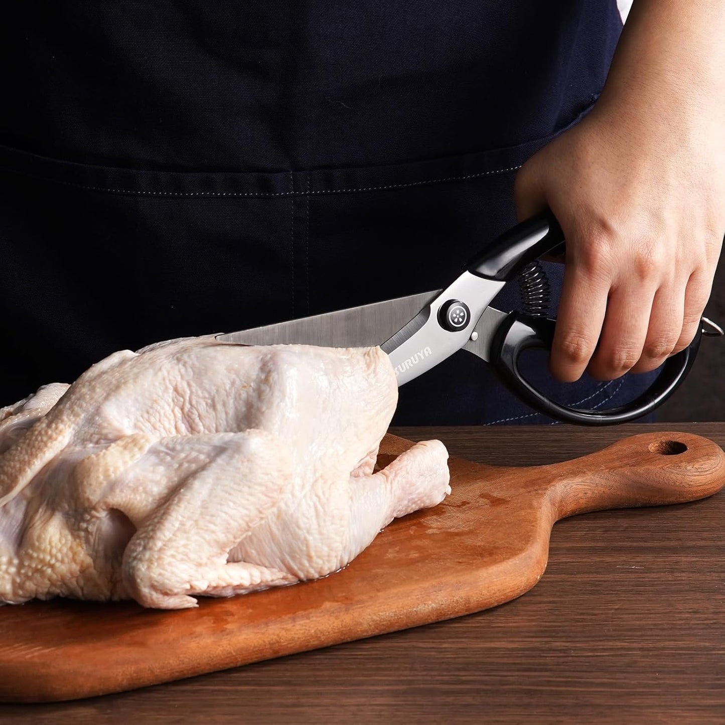 Titanium Kitchen Shears, Heavy Duty Poultry Shears for Bones, Ultra Sharp Kitchen Scissors with Spring Loaded, Dishwasher Safe, Black