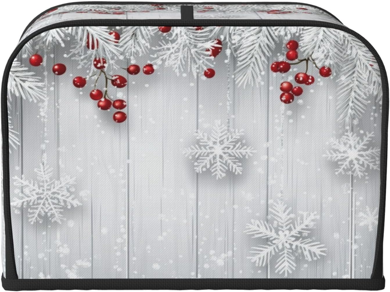 Toaster Cover 4 Slice Snowflake Winter White Berry Kitchen Small Appliance Covers with Pockets Dust and Fingerprint Protection