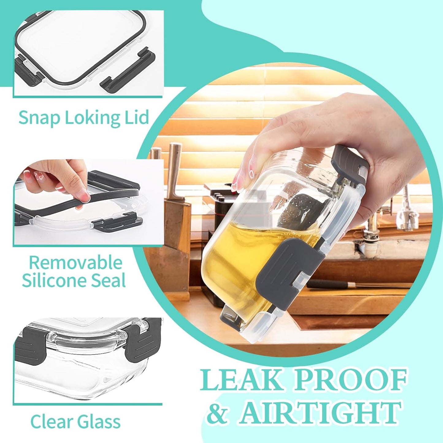 Skroam 10-Pack Glass Meal Prep Containers, Food Storage Containers with Snap Locking Lids, Airtight Bento Boxes for Microwave, Oven, Freezer and Dishwasher