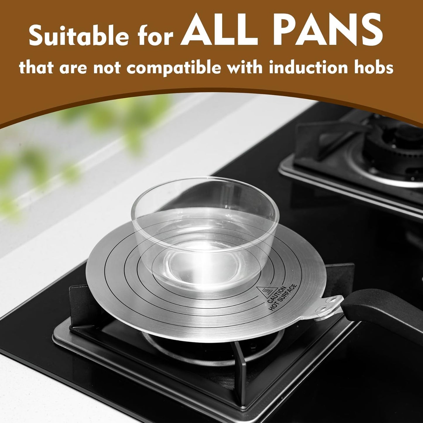 RECAPS 9.45 inch Stainless Steel Induction adapter plate for Induction Electric Gas Glass Cooktop, Heater Diffuser for Moka Pot, Glass bowls, Sauce Pan