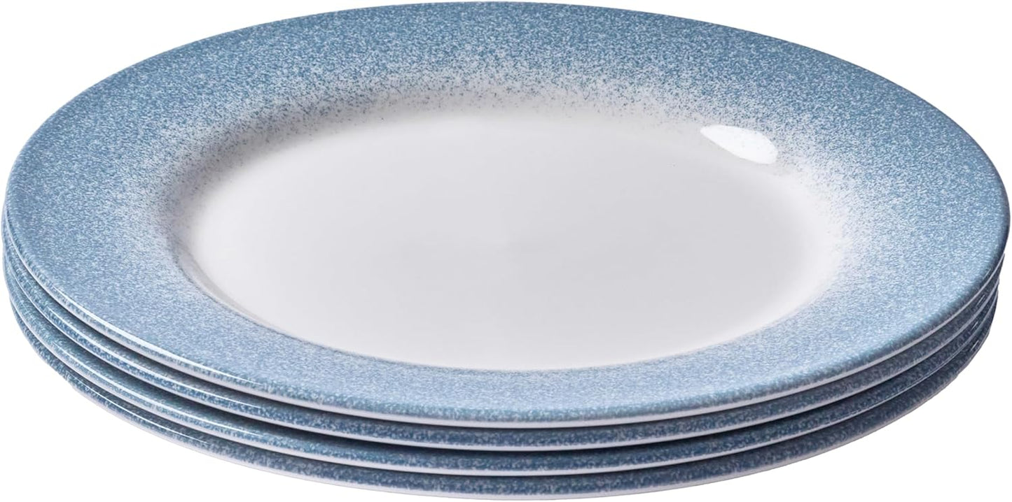 Portmeirion Potter's Mist Dinner Plate (Set of 4) - 10.5-Inch Stackable Earthenware Plates - Microwave & Dishwasher Safe, Handcrafted Dinnerware for Casual & Formal Table Settings (Blue Mist)