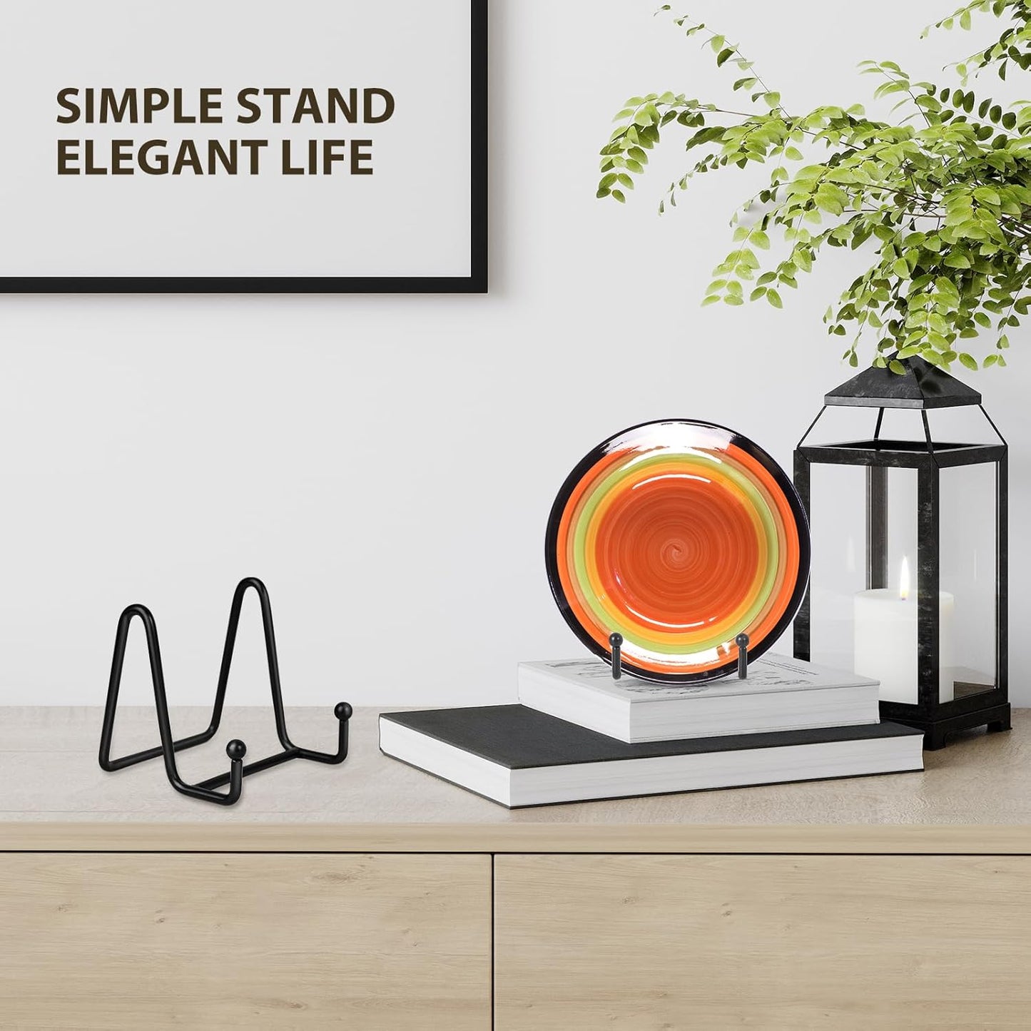 LIONWEI LIONWELI Plate Display Stand Easel Holders - 3" Tabletop Metal Stands for Small Decorative Plates, Photos & Picture Frames - Black, 4-Pack