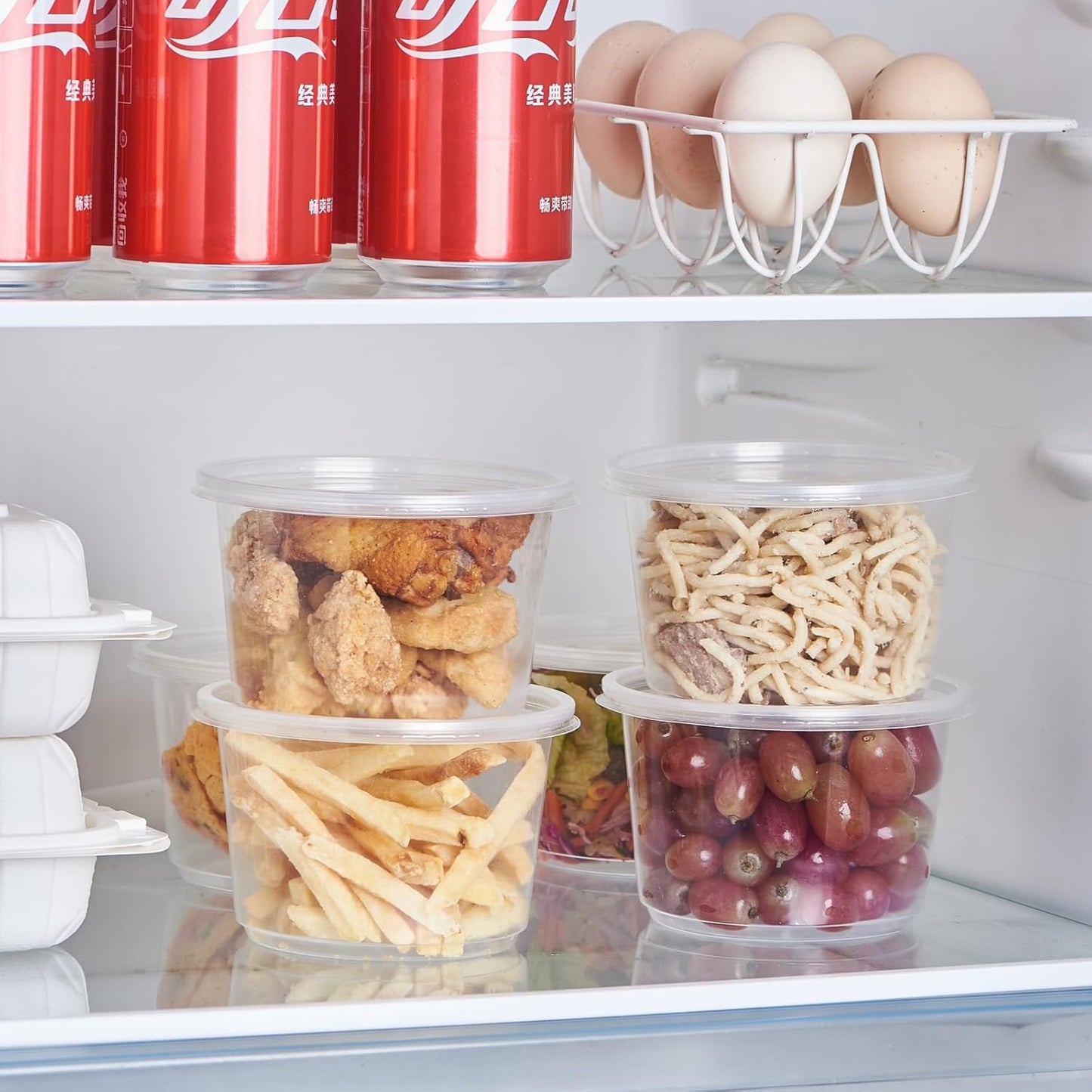 [150 Set - 16 oz. Plastic Deli Disposable Food Storage Containers With Airtight Lids