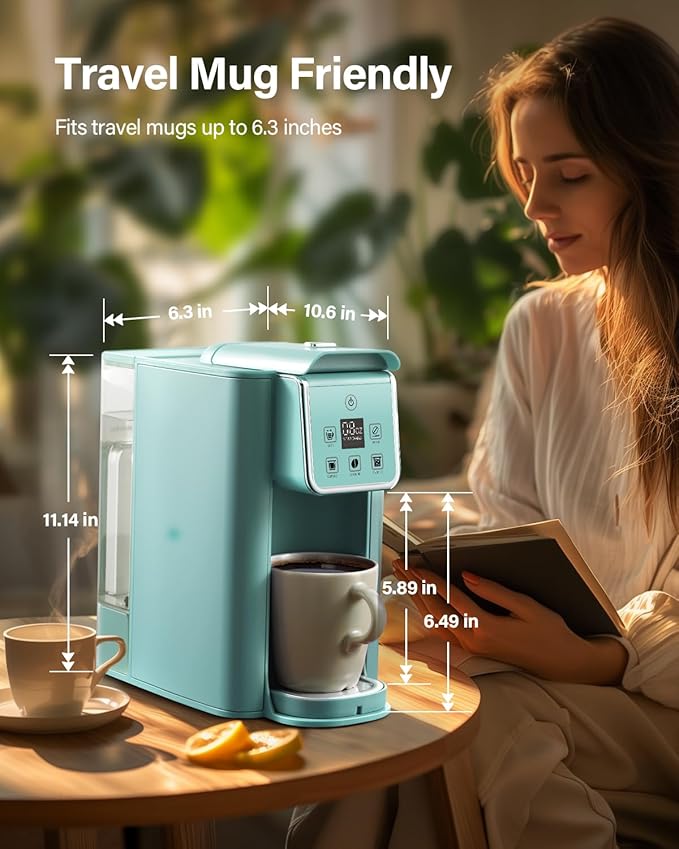 SHARDOR Single Serve Coffee Maker, Hot and Iced Coffee Machine for K Cup Pods & Ground Coffee, 6 to 14 oz Brew Sizes, with 50 oz Removable Water Tank, Bold Brew Setting, Stainless Steel, Blue