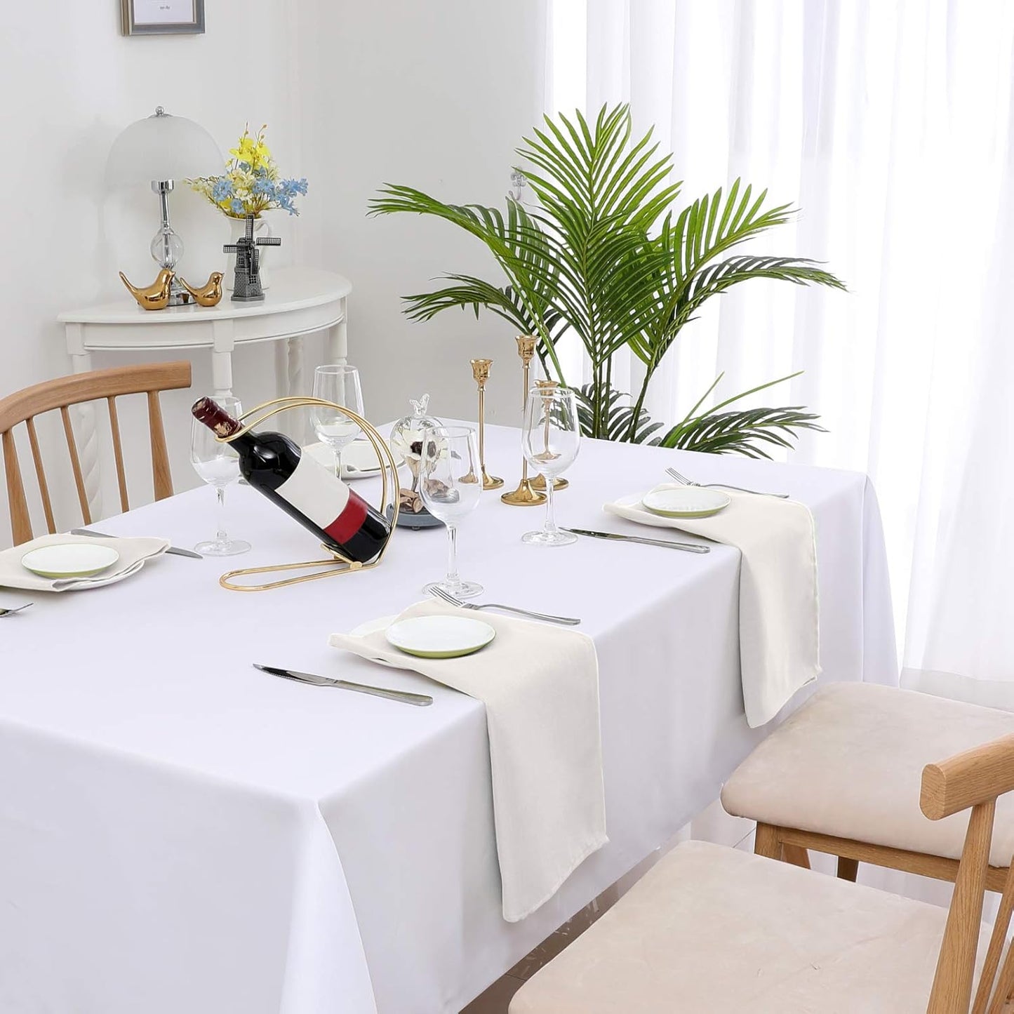 H.VERSAILTEX Cloth Napkins Set of 12 (18" X 18") Linen Textured Dinner Napkins Waterproof Extra Soft Thick Durable Reusable Napkins with Hemmed Edges for Dinners, Weddings and Everyday Use, Ivory