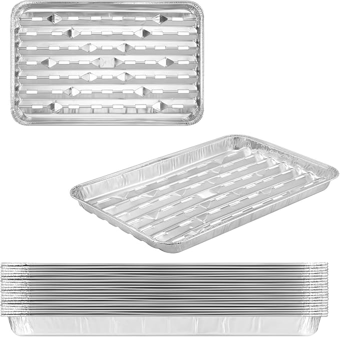 13" Food-Grade Aluminum Foil Disposable Grilling Trays of 20 pcs -13x8.6 Inches, Grill Basket with Holes Grilling Pans for Barbecue Foods