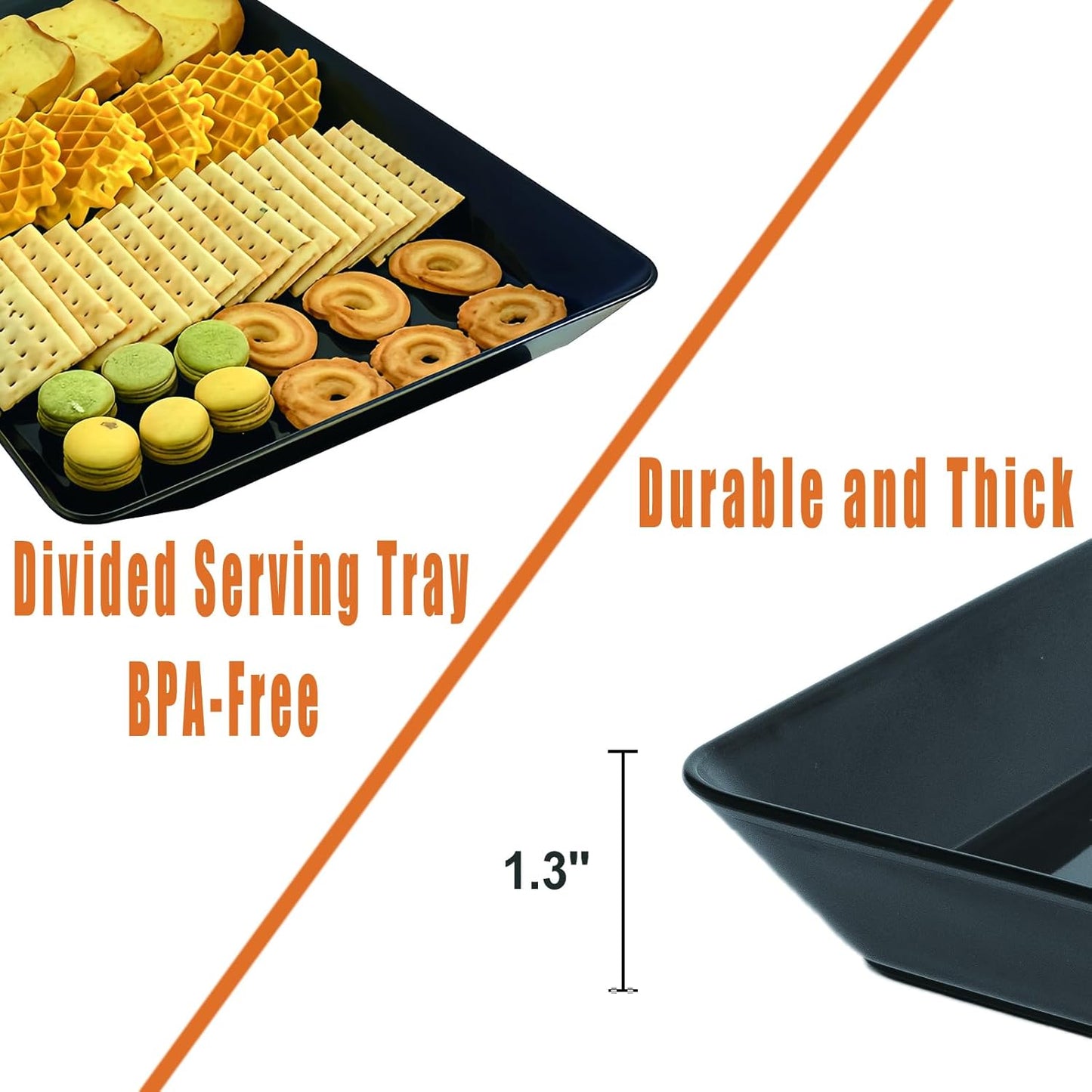 Serving Tray Platter, 3 Pcs Food Tray for Veggie Fruit Snack Dessert Cookie Cheese, Food Trays for Party Supplies Display, Plastic Platters for Serving Food, Large Trays, BPA Free