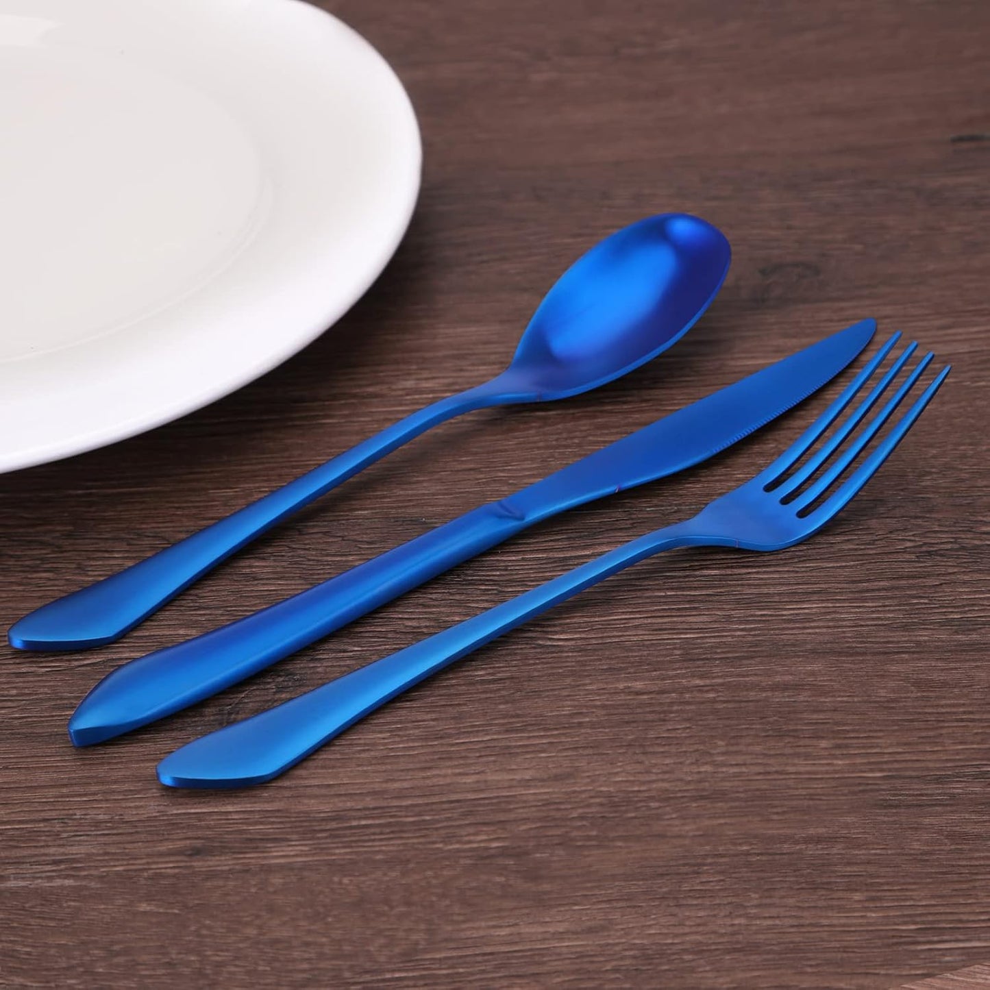 Matte Blue Silverware Set, 20-Piece Stainless Steel Flatware Set Service for 4, Satin Finish Tableware Cutlery Set for Home and Restaurant, Dishwasher Safe