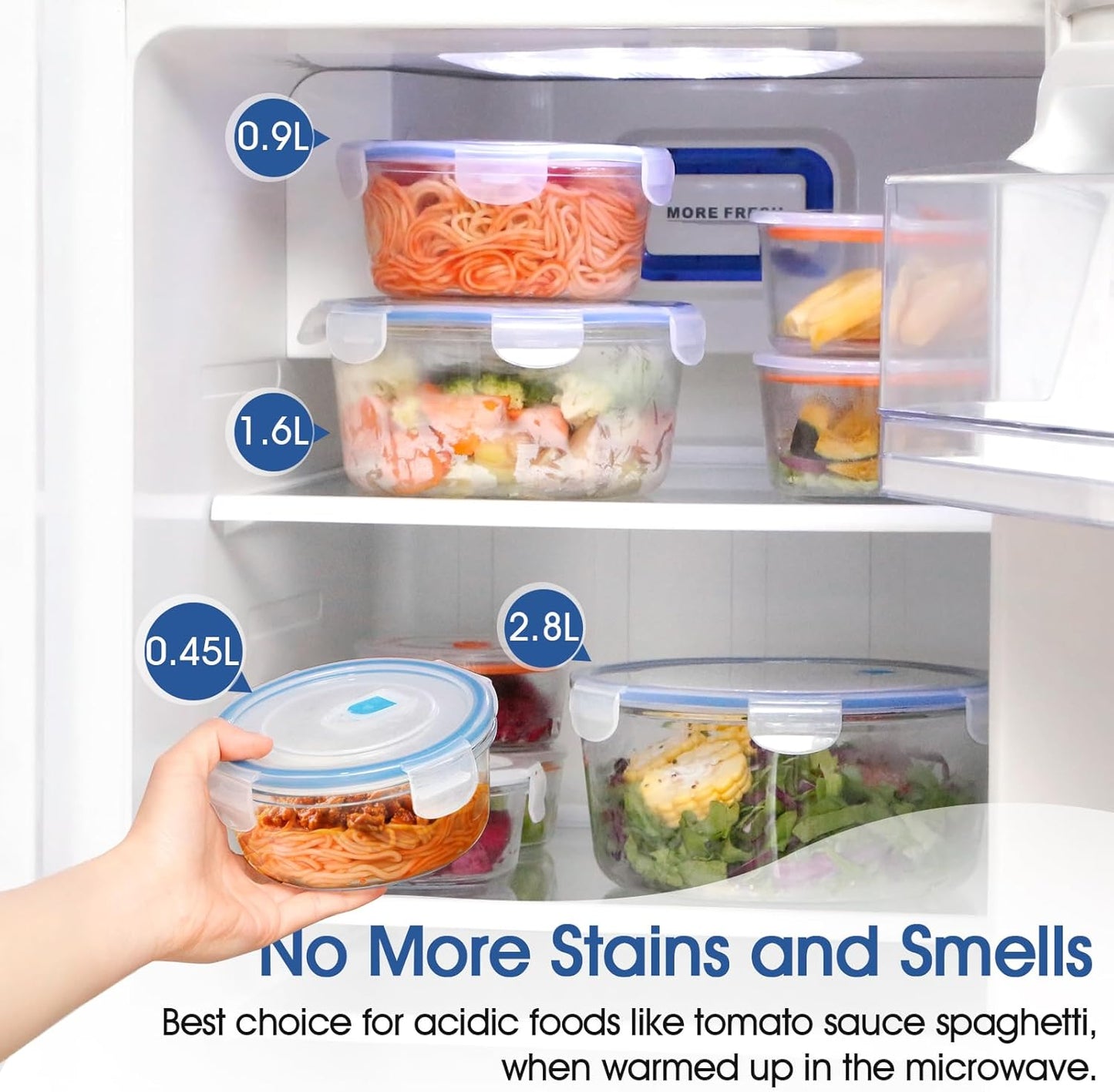 NUTRIUPS 0.9L Glass Food Storage Containers, Round Meal Prep Containers, Glass Bowls With Lid