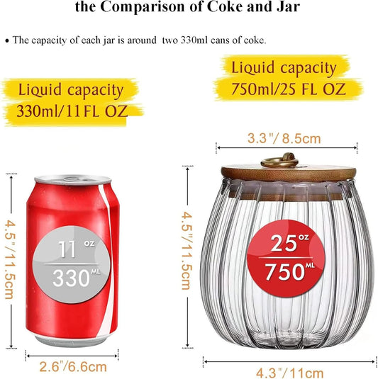 Viovian 25FL OZ Glass Candy Jar with Wood Lid Clear Decorative Vintage Glass Storage Jars Canister for Food Coffee Beans Nuts Sugar Cookies 750ml