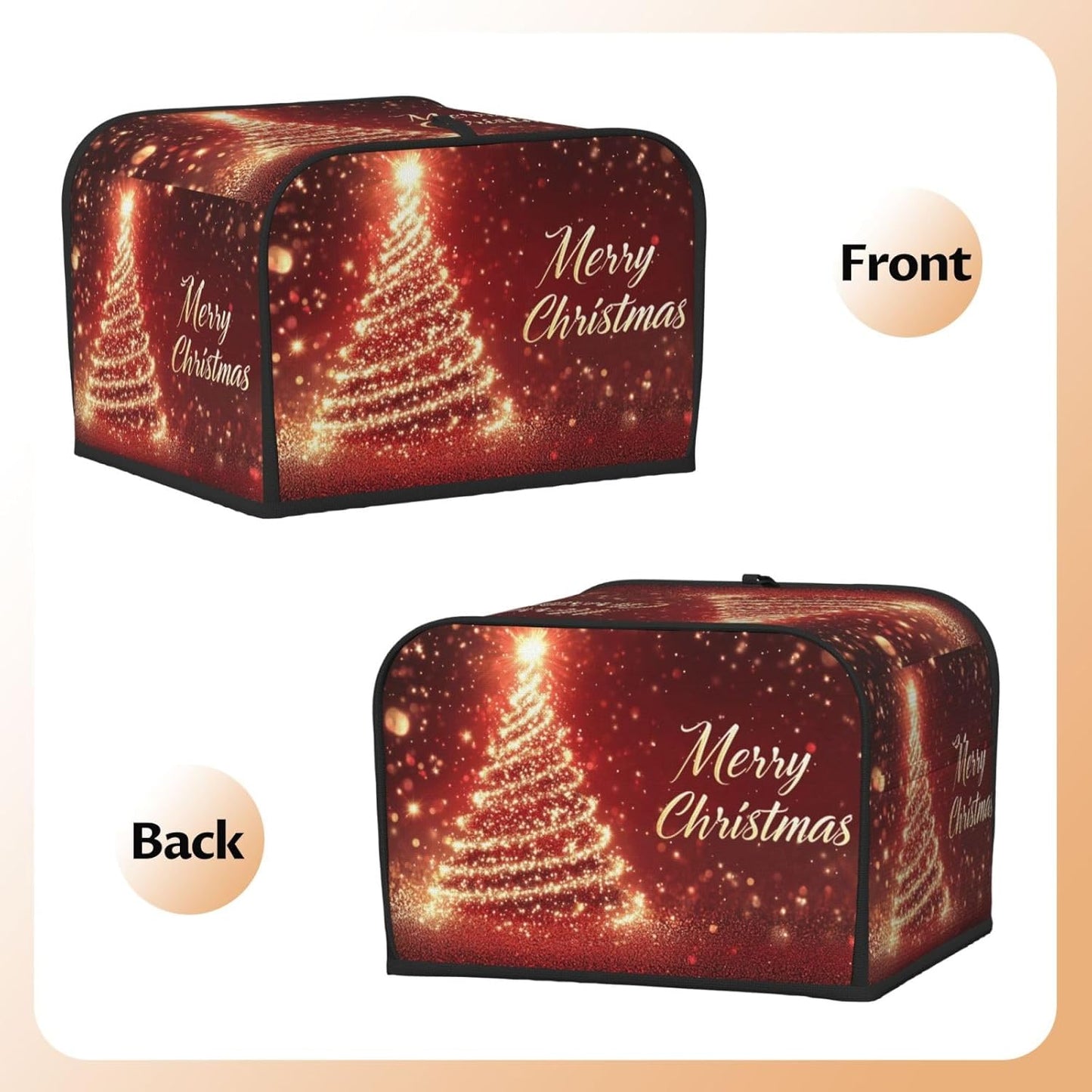 Toaster Cover 4 Slice Christmas Tree Xmas Red Kitchen Small Appliance Covers with Pockets Dust and Fingerprint Protection