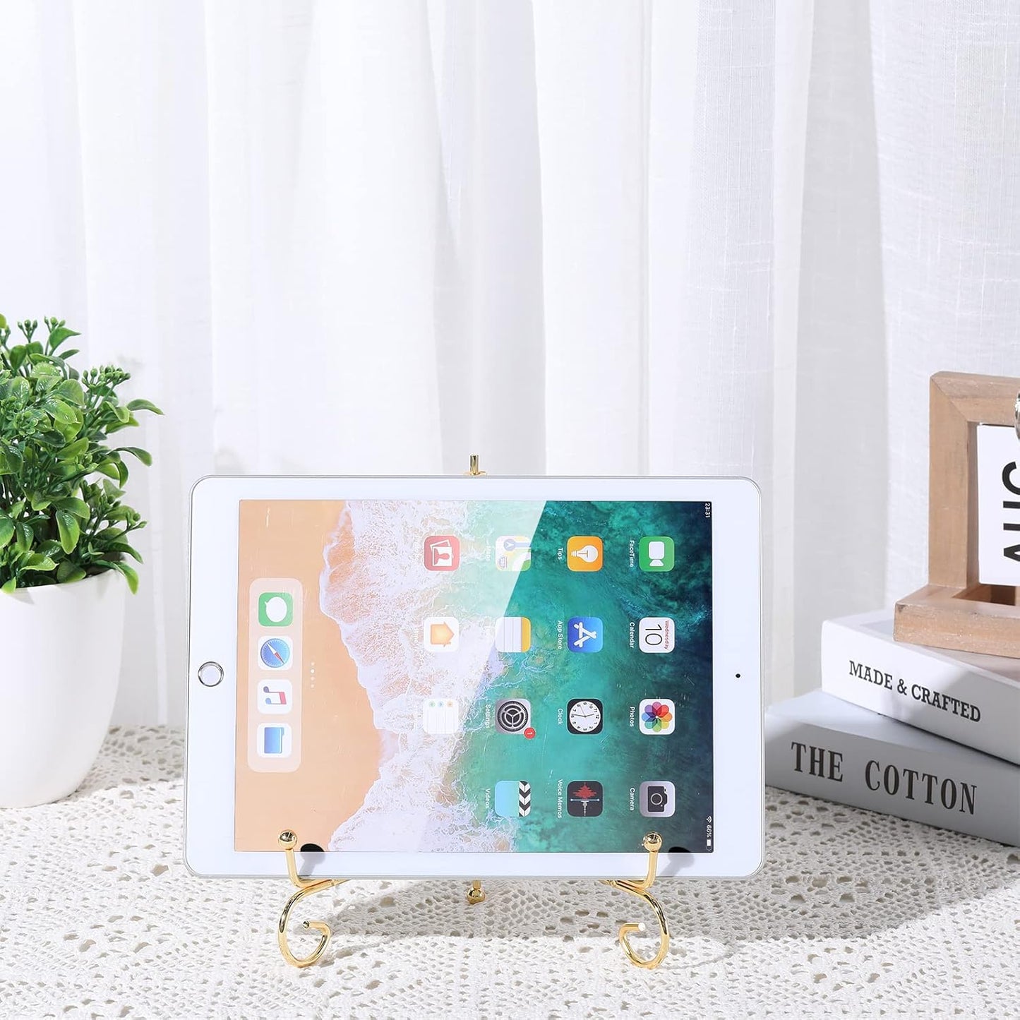 10 Pack 8 Inch Iron Plate Stands for Display, Plate Holder Display Stand, Gold Easel Stands for Photo, Picture Frame, Decorative Plate, Dish, Book and Tabletop Art (Gold, 8 Inch)