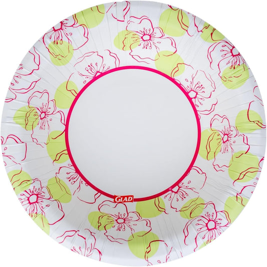 Glad Round Disposable Paper Bowls, Pink Flower Design - Heavy Duty, Soak Proof, Cut-Resistant, Microwavable Bowl for All Foods & Daily Use, 16 Oz, 50 Count - 6 Pack
