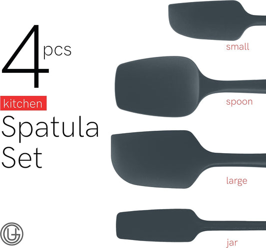 UpGood Silicone Spatula Set 600°F - High Heat Resistant Nonstick, Small and Large Kitchen Spatulas - Flexible BPA Free Professional Grade Cookware - Utensils for Cooking, Baking, Mixing(4 Pcs, Grey)