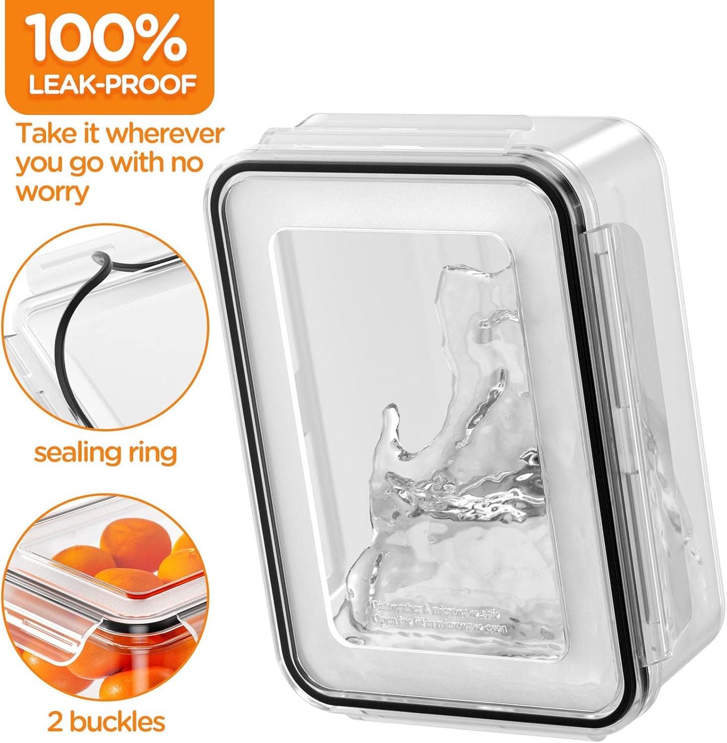 40 PCS Food Storage Containers with Lids Airtight, 100% Leakproof Plastic Meal-Prep Containers Reusable(20 Containers & 20 Lids),Microwave and Dishwasher Safe, Includes Labels & Pen