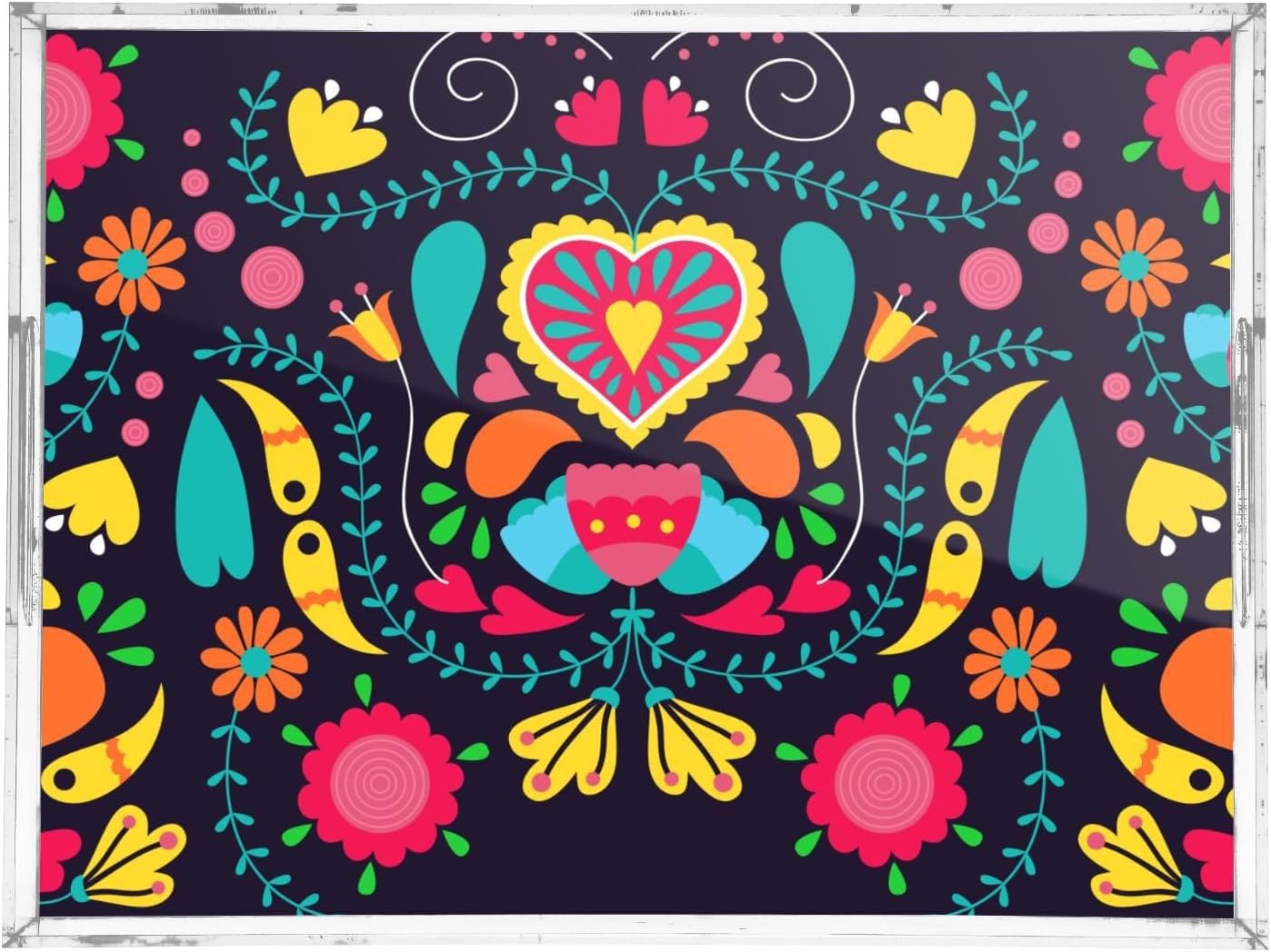 Acrylic Serving Tray with Handles Spill Proof Kitchen Storage Tray Clear Decorative Tray Makeup Drawer Organizer Storage Tray for Bathroom Living Room Ottoman 15.7x11.8Inches