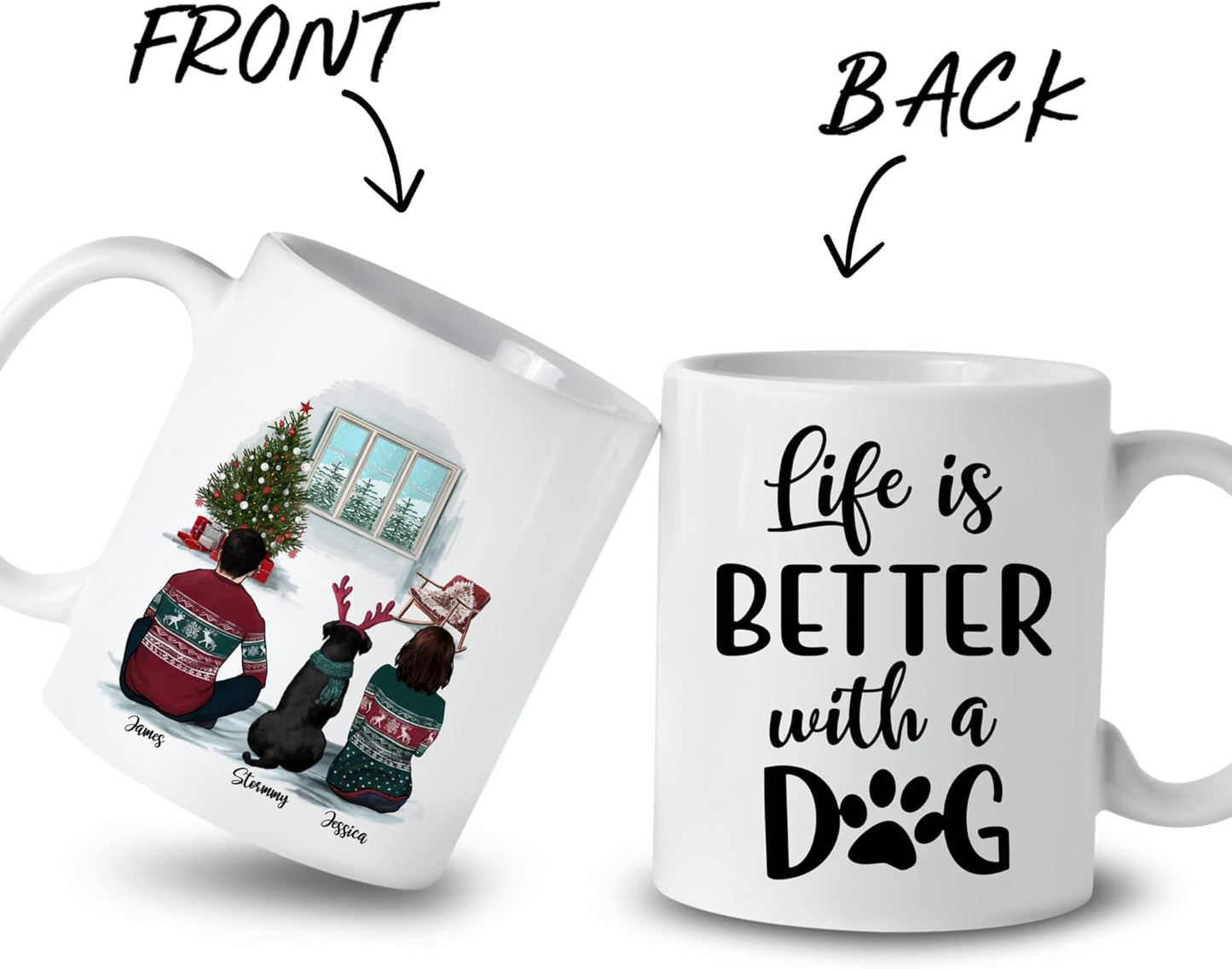 Gossby Personalized Dog Mug - Life is Better with a (Couple Dog) Customizable for Parents Christmas Vibe Mom, Dad Gift Names, Breeds (GBMUG146VAR315)