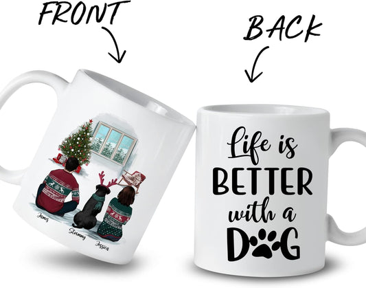 Gossby Personalized Dog Mug - Life is Better with a (Couple Dog) Customizable for Parents Christmas Vibe Mom, Dad Gift Names, Breeds (GBMUG146VAR315)