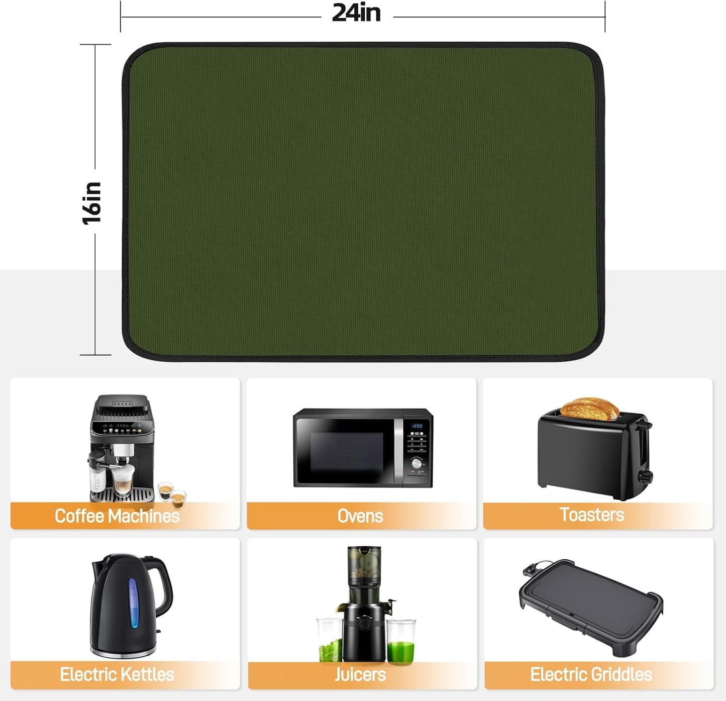 Heat Resistant Mats for Countertop - Fireproof 16x24 in Heat Resistant Mats for Air Fryer - Kitchen Countertop Protector Hot Pad for Air Fryer, Coffee Maker, Stand Mixer, Oven 2PCS - Green