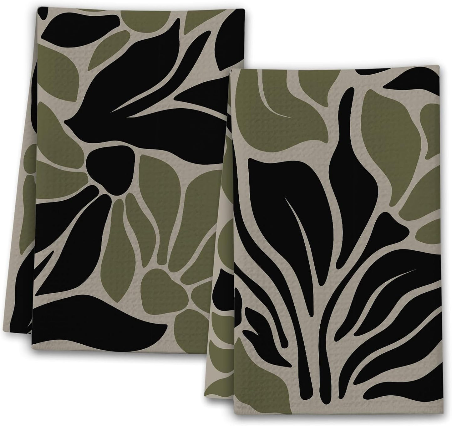 Sage Green Kitchen Towels, Abstract Boho Floral House Hand Towel Set of 2, Retro Gifts for Home Bathroom Holiday Decor - A02