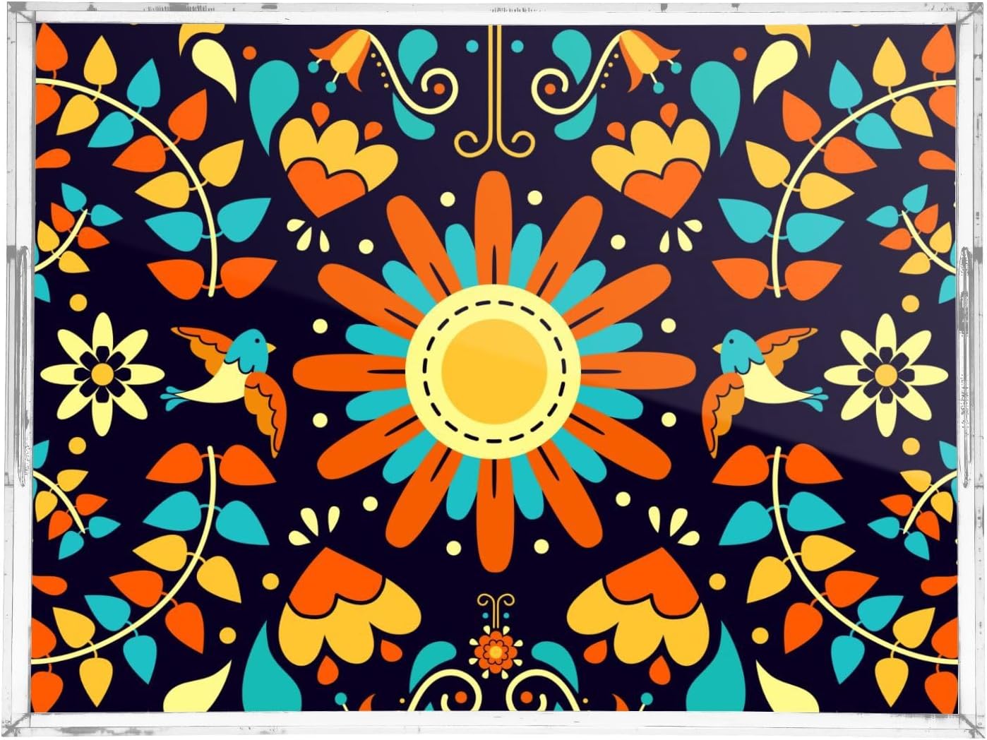 Acrylic Serving Tray with Handles Spill Proof Kitchen Storage Tray Clear Decorative Tray Makeup Drawer Organizer Storage Tray for Bathroom Living Room Ottoman 15.7x11.8Inches