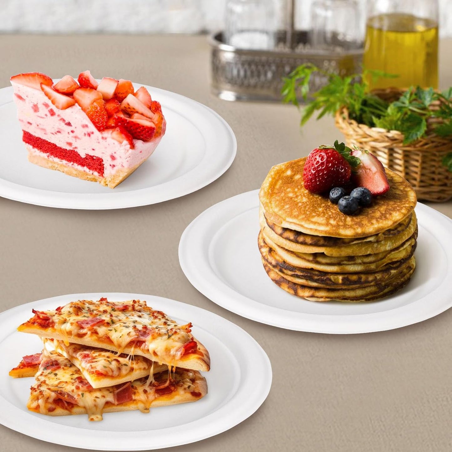 6 Inch Small Paper Plates, Eco Friendly Disposable Dessert Plates For Cake, Appetizer, White Compostable Plates, 125 Pack