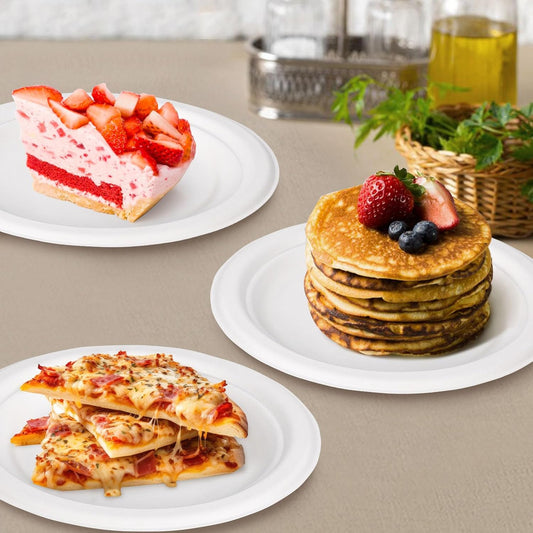 6 Inch Small Paper Plates, Eco Friendly Disposable Dessert Plates For Cake, Appetizer, White Compostable Plates, 125 Pack
