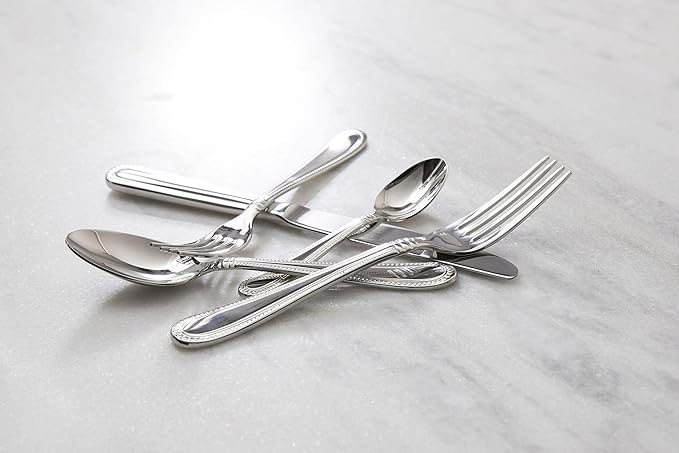 Fortessa Caviar 18/10 Stainless Steel Flatware, 5 Piece Place Setting, Service for 1