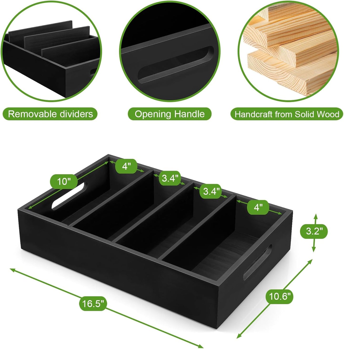 DRASTAR Snack Tray Organizer, Wooden Snack Display for Counter, Snack Bar Station, Chip Organizer for Pantry Shelf, Snack Basket Organizer, Kitchen Office