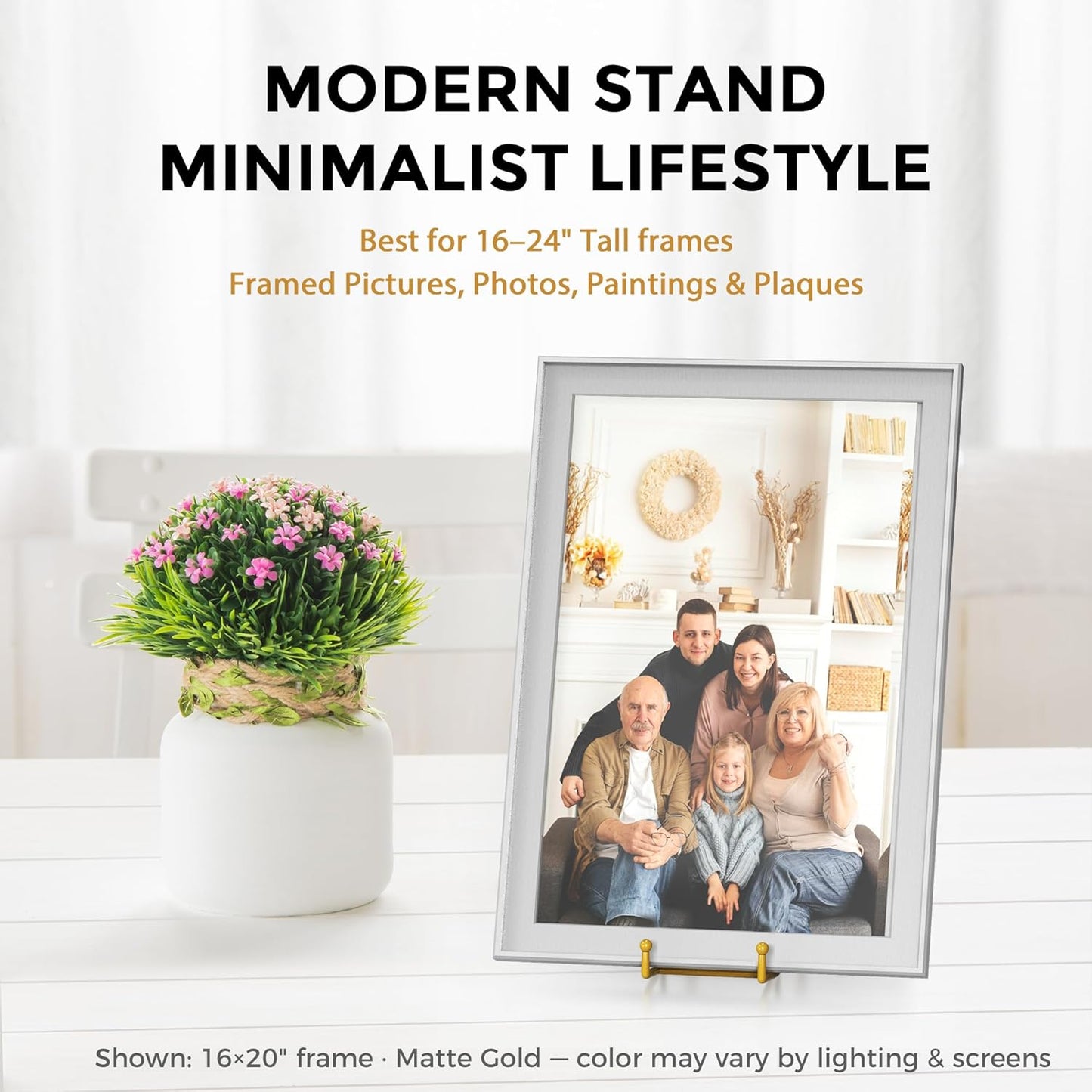 TR-LIFE 12 Inch Large Plate Stands/holder for Display - Metal Picture Frame Holder Stand + Small Easels for Platter, Book, Plaques, Photo, Tabletop Art (Gold 2 Pack)