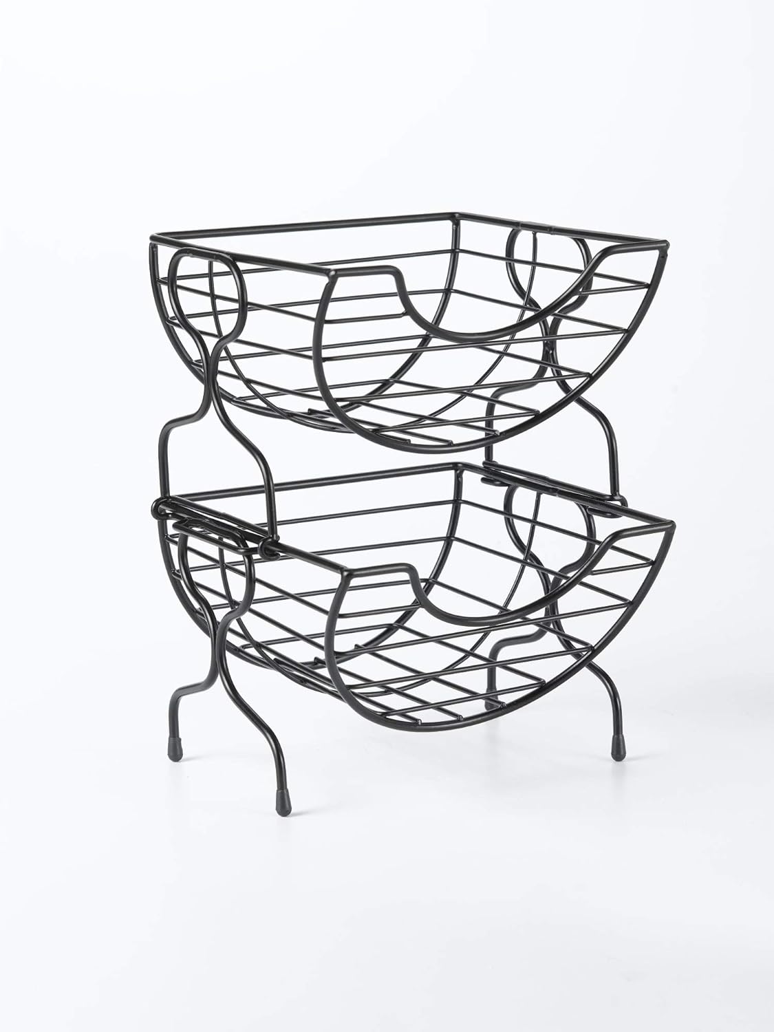 Nifty Single-Serve Wire Coffee Basket – Stacked Two-Tier Coffee Pod Storage Holder, Compatible with K-Cups, Home or Office Kitchen Counter Organizer, Modern Black Design