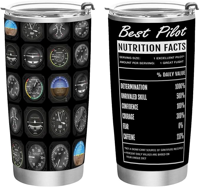 JUDIAN Aviation Gifts for Pilots - 20oz Tumbler Coffee Travel Mug From Daughter Son - Birthday Gift for Airplane Men
