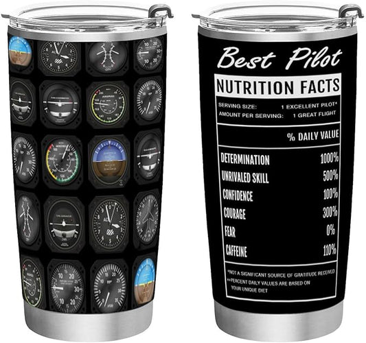 JUDIAN Aviation Gifts for Pilots - 20oz Tumbler Coffee Travel Mug From Daughter Son - Birthday Gift for Airplane Men