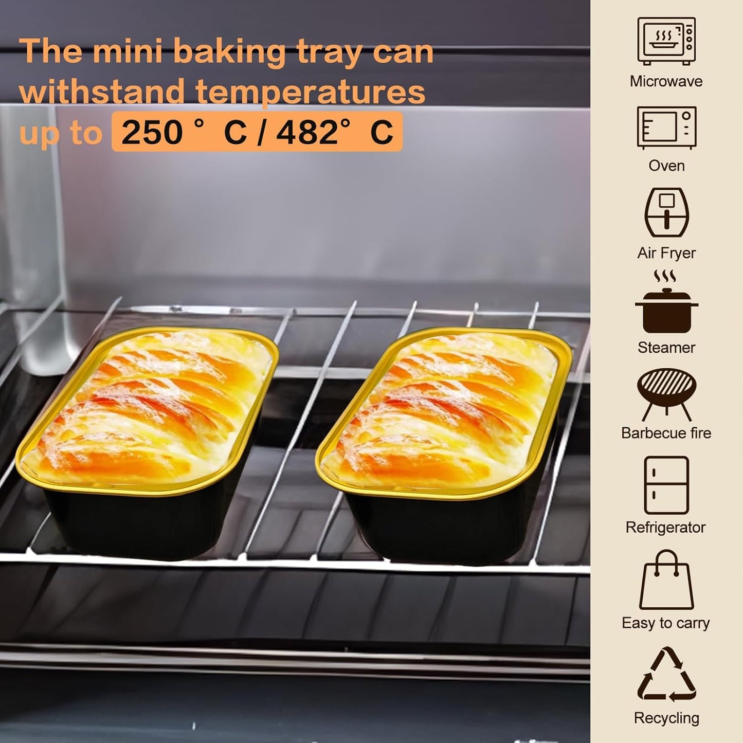 mini loaf pans with lids and spoons 50 Pack,5.5 oz Rectangle mini individual cake tins Disposable Small Aluminum Foil Baking pans (50, Black)