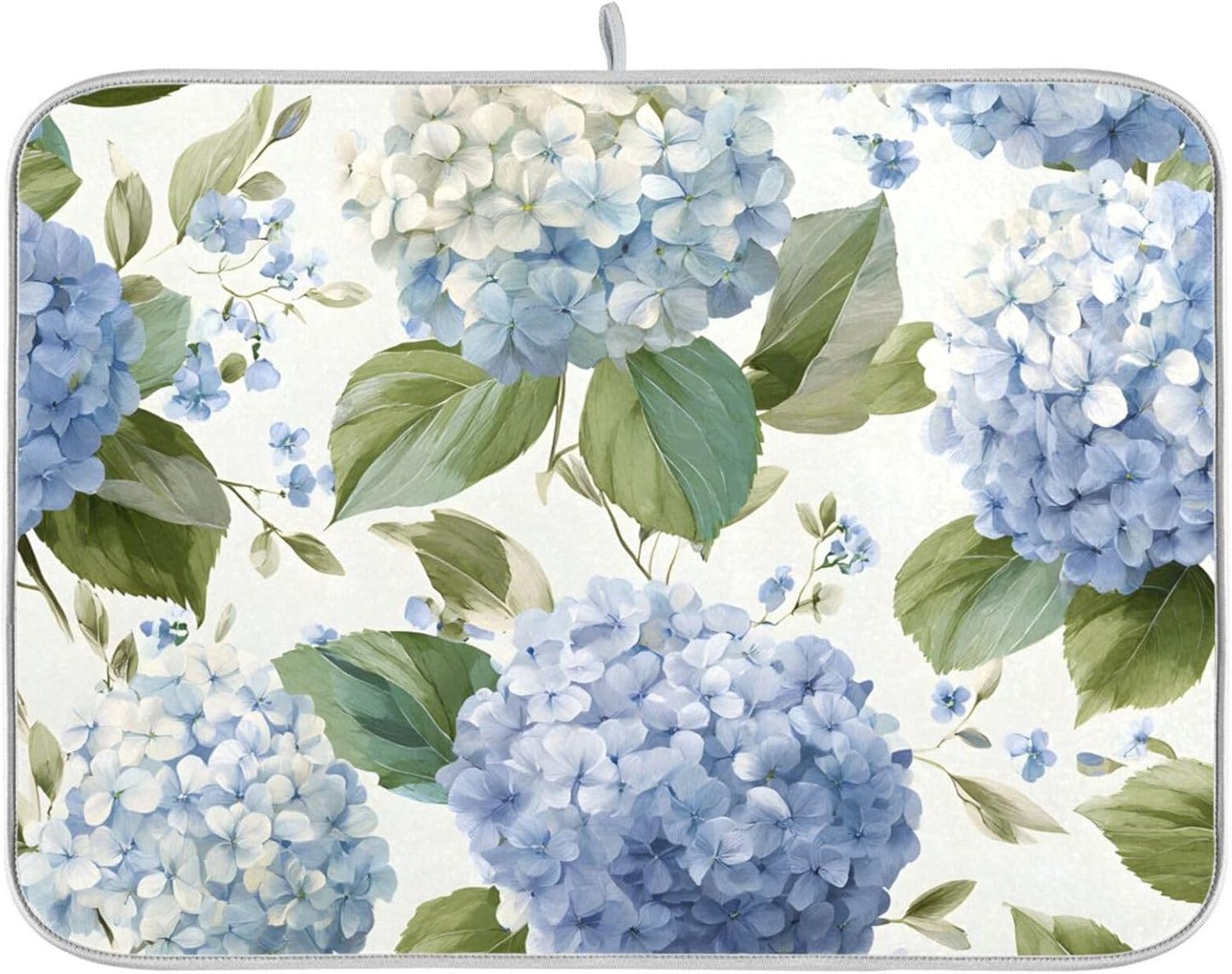 Watercolor Hydrangeas Dish Drying Mat Super Absorbent Drying Mat 16x18 inch Large Dish Drying Mats for Kitchen Counter Dish Drying Pads Kitchen Drying Matt for Countertop