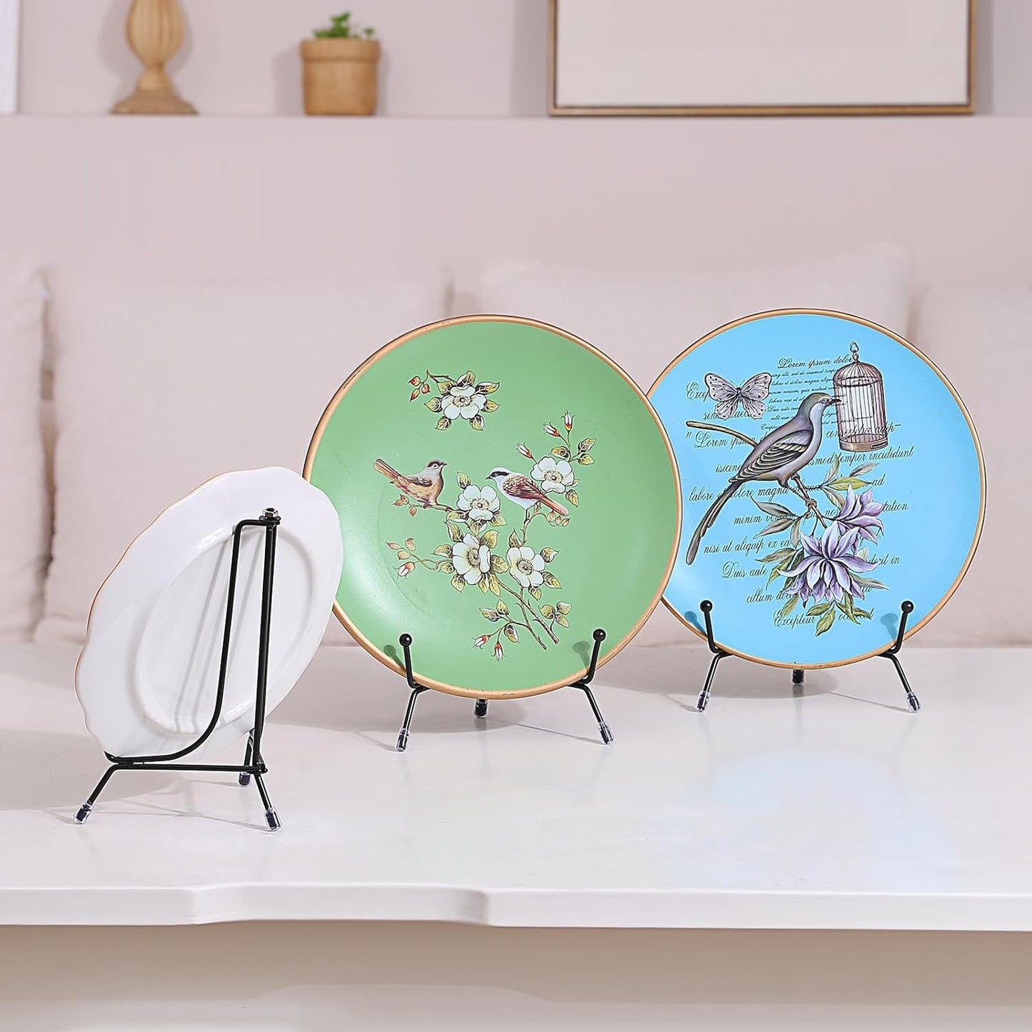 6-Pack Upgraded Anti-Slip Plate Stands for Display, 6 Inch Decorative Iron Plate Holders, Easel, Frame, Book, Card, Plaque, Picture Display Stands