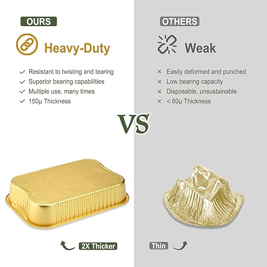 13"x 8.9" 7.5LB Sturdy Aluminum Foil Pans with Lids and Handle (5 Pack), 2X Thicker Heavy Duty, Dishwasher, Reusable Microwavable for Cooking, Baking, Reheating, Freezer, Oven, Recyclable